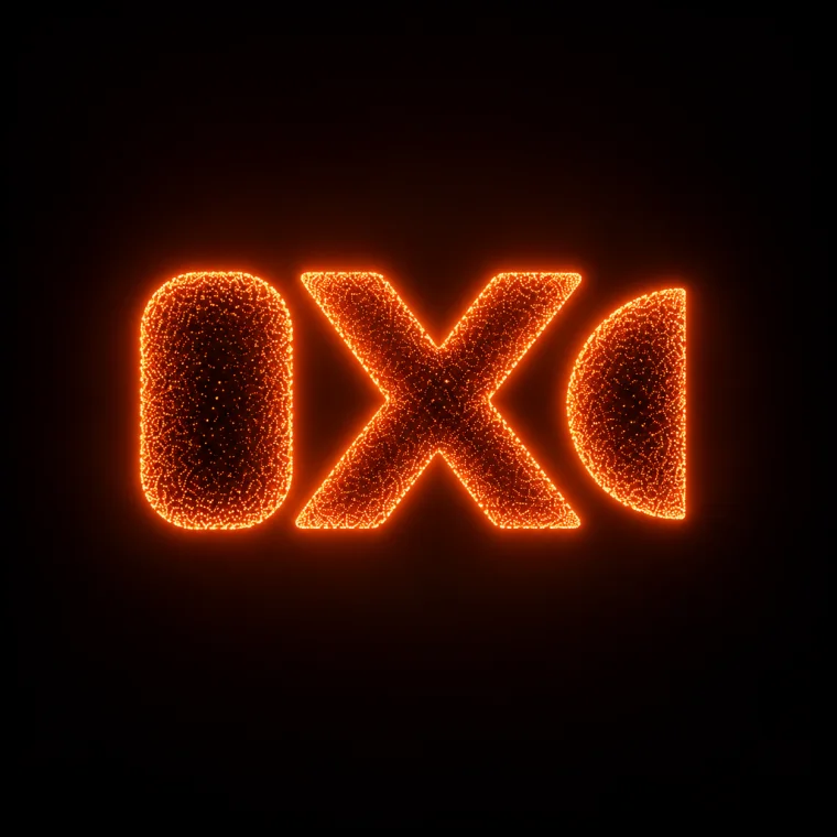 Abstract amber MLX mark on a dark textured field